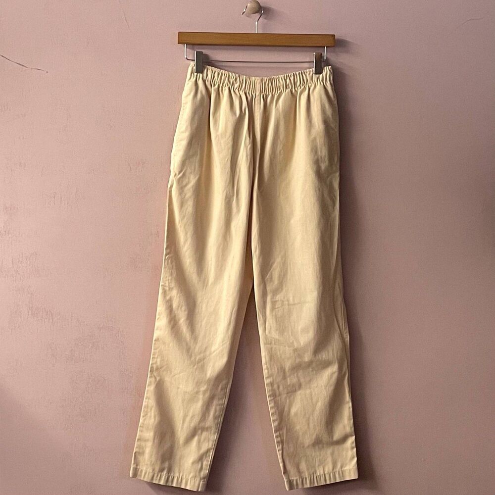 Vintage Land's End Light Yellow High Waisted Straight Leg Pants Size 10 Reg EUC